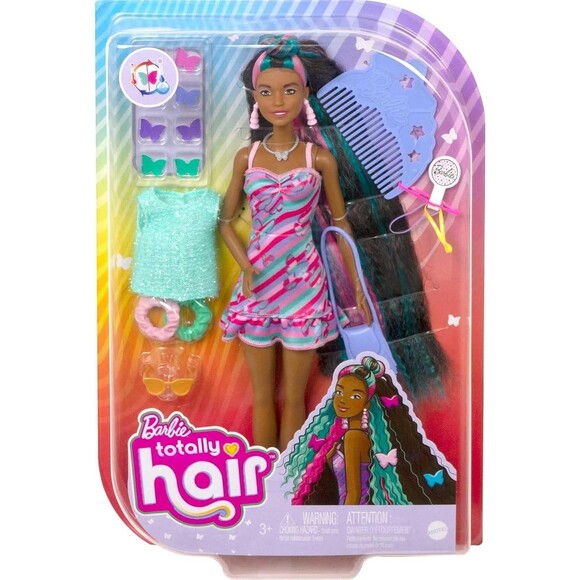 Barbie Totally Hair Doll, Butterfly-Themed with 8.5-inch Fantasy Hair, NEW - Picture 2 of 12